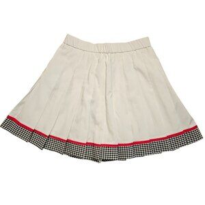 White Pleated Mini Skirt By Lilys Of Beverly Hills W/ Red & Gingham Trim Size 4